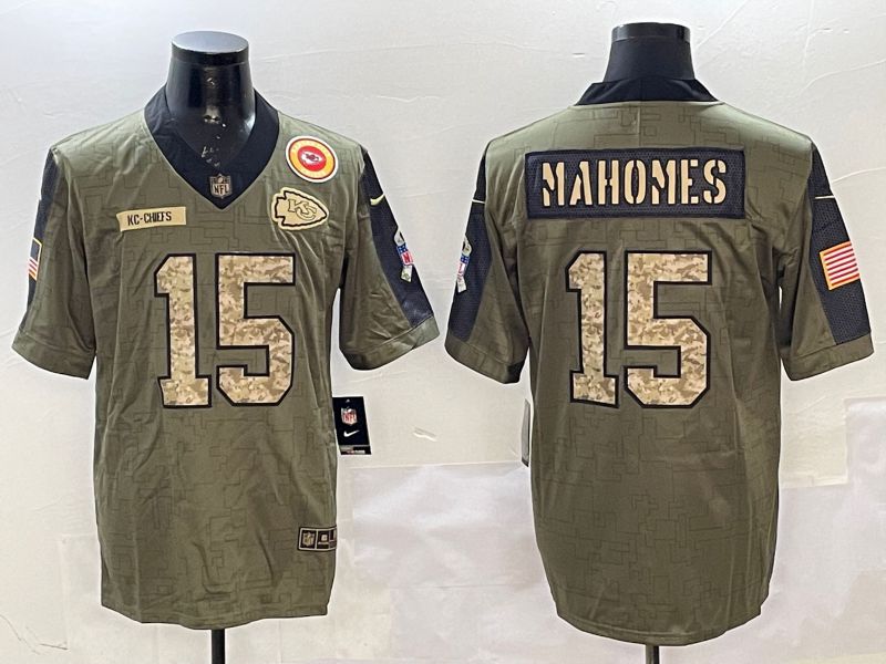 Men Kansas City Chiefs 15 Mahomes Green 2025 Nike Salute to Service Limited NFL Jersey style 11